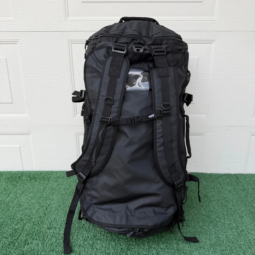 MIER 10110033-9007 Large Black 90L Waterproof Convertible Duffle Bag Backpack‎